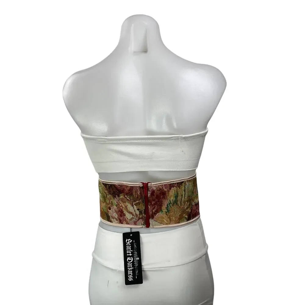 NEW Scarlet Darkness Multicolor Floral Lace Up Strapless Underbust Corset Size S
